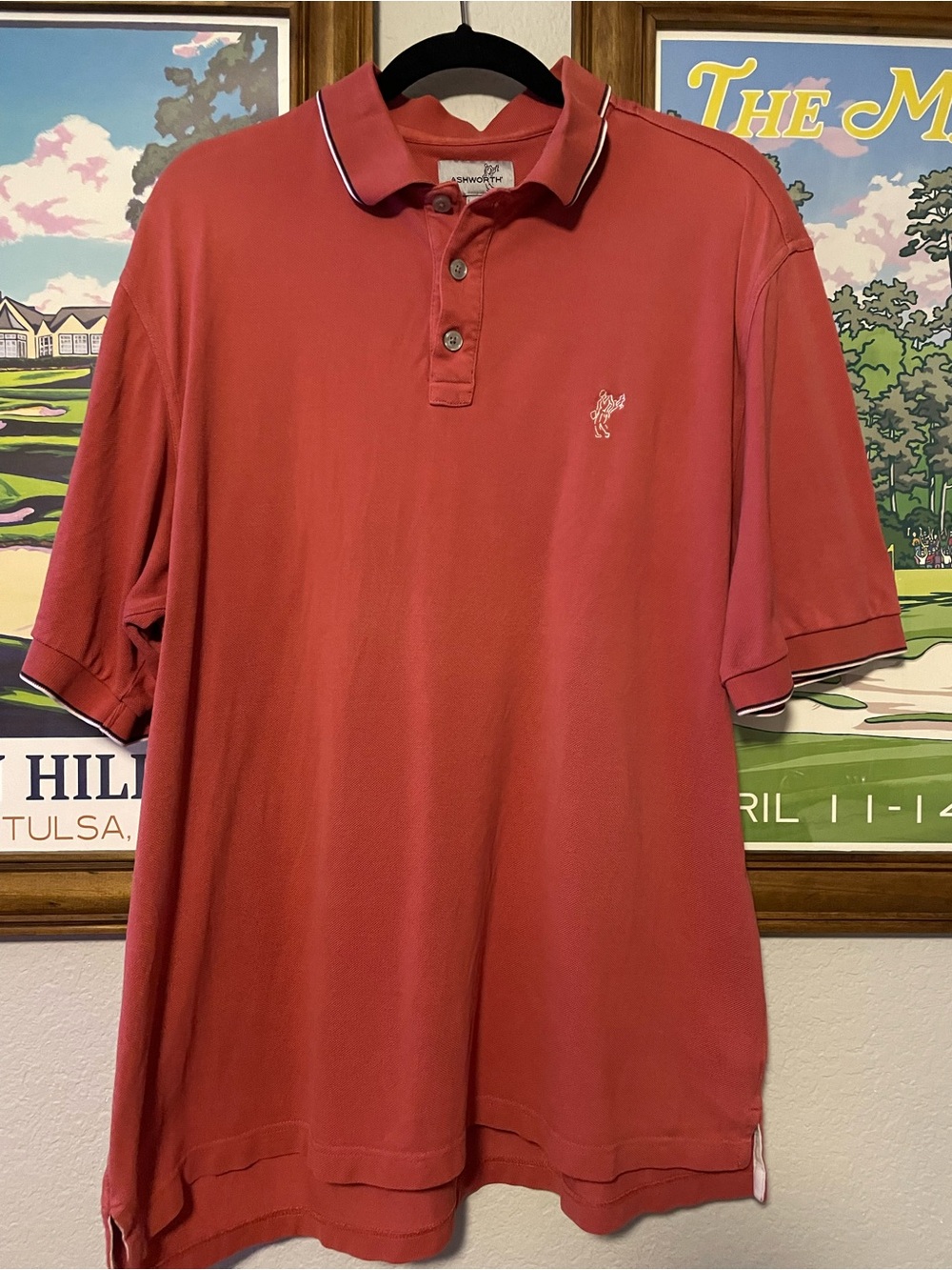 Vintage Ashworth Golf Polo Shirt XL Red Pima Cotton Classic Logo Men’s Casual
